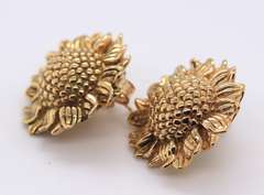 Fantastic 18kt Sunflower Gold Earrings