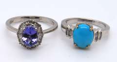 Group Lot of 8 Sterling Silver Rings