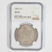 AU55 1885-S Morgan Silver Dollar - Graded NGC