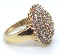 Attractive Yellow Gold Champagne and White Diamond Cluster Ring