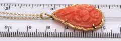 Gorgeous 18kt Tear Drop Flower Pink Coral Pendant on Chain