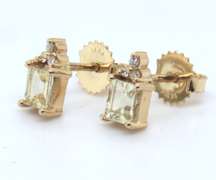 Nice 18kr Emerald cut Yellow Topaz and Diamond Earrings