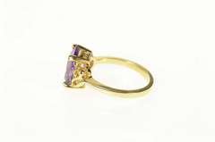 14K Yellow Gold Emerald Cut Amethyst Statement Cocktail Ring