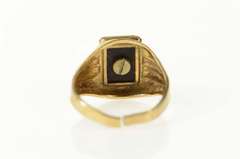10K Yellow Gold Art Deco C Monogram Black Onyx Initial Ring