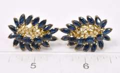 Extravagant Sapphire and Diamond Earrings in 14K Yellow Gold