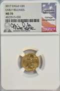 Flawless Hand-signed 2017 NGC MS70 $5 Gold EARLY RELEASES
