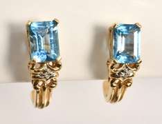 Stylish J Hoop Blue Topaz Earrings