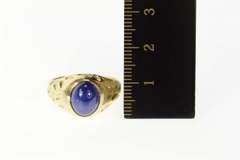 14K Yellow Gold Retro Round Syn. Blue Star Sapphire Ring