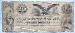 $ 20 State Of Georgia Savannah 1850 Era Note