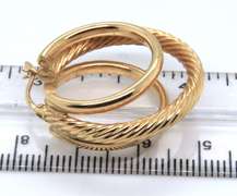 Popular Yellow Gold Triple Hoop Earrings