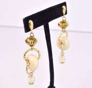 Beautiful Italian Made Hand Blow Art Glass with Gold and Gold Plated Links Bracelet and Earrings