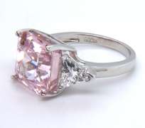 Pink Cubic Zirconia Sterling Silver Ring