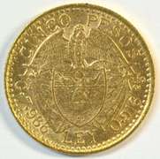 Scarce BU 1913 Colombia 5 Pesos Gold Piece