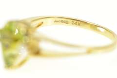14K Yellow Gold Pear Peridot Diamond Accent Statement Ring