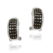 Sterling Silver 1/2 ct Champagne Diamonds Half Hoop Earrings