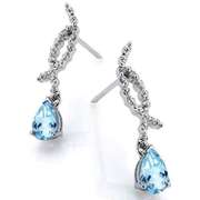 1.57 CT BABY SWISS BLUE TOPAZ & DIAMOND 925 STERLING SILVER DANGLE EARRINGS