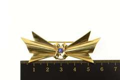 14K Yellow Gold Retro Sapphire Retro Bow Ribbon Pin/Brooch