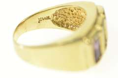 14K Yellow Gold Emerald Cut Garnet Blue Topaz Amethyst Band Ring