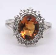 Sterling Silver Orange Cubic Zirconia Ring