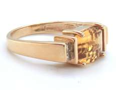 Gorgeous Citrine and Diamond Accent Yellow Gold Ring