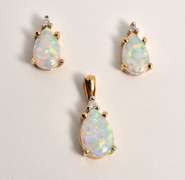 Colorful Opal  Earring and Pendant Suite