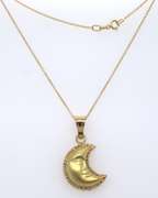Charming 18kt 2Finish Half Moon Pendant on Chain