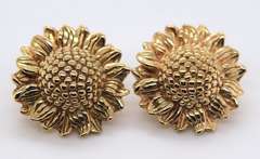 Fantastic 18kt Sunflower Gold Earrings