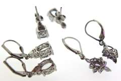 Sterling Silver Three Set aquamarine  Drop Earrings