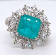 Sterling Silver Emerald Style Cubic Zirconia Ring