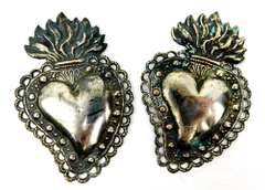 2 Vintage Ex Voto Sacred Hearts