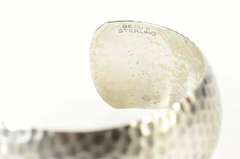 Sterling Silver Hammered Pattern Rounded Cuff Bracelet