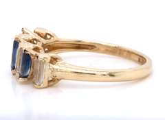 Gorgeous Blue and White Sapphire Yellow gold Ring