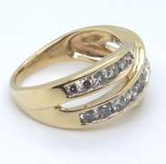 Gorgeous Channel Set Diamond Bypass Yellow Gold Ring