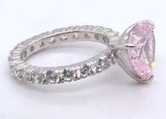 Pink Cubic Zirconia Sterling Silver Ring
