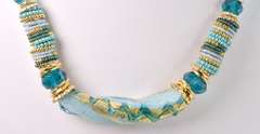 Incredible Italian Made, Hand Blown Art Glass with Gold Leaf, Necklace