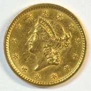 Needle-sharp 1851 US Type One $1 Gold Piece. Nice