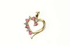 10K Yellow Gold Ruby Diamond Classic Heart Love Symbol Pendant