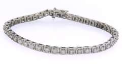 Sparkling White Gold Square Setting Diamond Bracelet