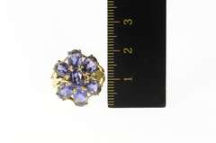 14K Yellow Gold Oval Iolite Flower Cluster Cocktail Ring