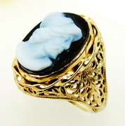 Early 14K Filigree Cameo Ring