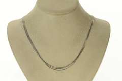 18K White Gold Triple Layered Curb Link Fancy Chain Necklace