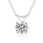 1/2 ct Round Diamond 14K Gold Solitaire Necklace (G-H, I2)
