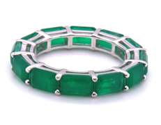 Sterling Silver Green Cubic Zirconia Band