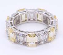 Sterling Silver Yellow and White Cubic Zirconia Band