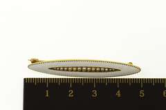 14K Yellow Gold Victorian Seed Pearl White Enamel Bar Pin/Brooch