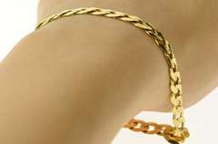 10K Yellow Gold 8.0mm Classic Curb Link Chain Anklet Bracelet