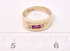 Beautiful Band Style Ruby Ring in 14K Yellow Gold