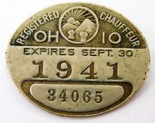 Rare 1941 Ohio Chauffeur Pin Badge