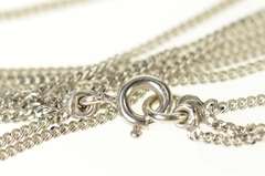 18K White Gold Triple Layered Curb Link Fancy Chain Necklace