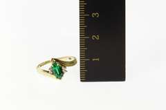 10K Yellow Gold Marquise Sim. Emerald Diamond Accent Ring